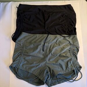 Shein 3XL Drawstring Swim Shorts Black Olive Green Plus Size Tankini‎ Bottom